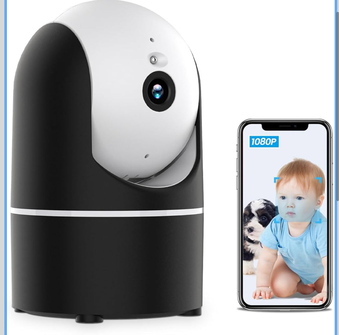 Indoor Smart Home Security Camera with starlight ,1080p HD Pet camera with phone App ,2.4ghz with Night Vision , Baby monitor with motion detection, Auto tracking , SD Card & Cloud Storage , Work with Alexa