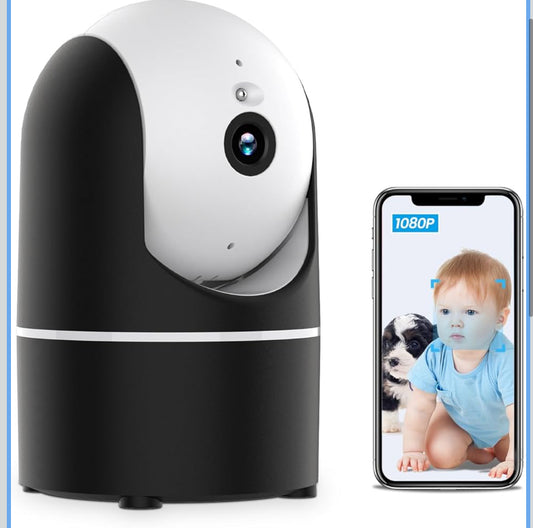 Indoor Smart Home Security Camera with starlight ,1080p HD Pet camera with phone App ,2.4ghz with Night Vision , Baby monitor with motion detection, Auto tracking , SD Card & Cloud Storage , Work with Alexa