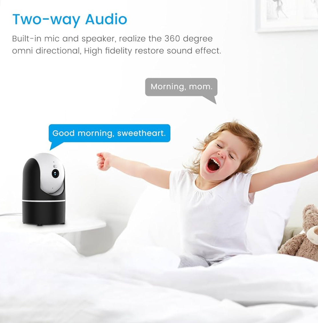 Indoor Smart Home Security Camera with starlight ,1080p HD Pet camera with phone App ,2.4ghz with Night Vision , Baby monitor with motion detection, Auto tracking , SD Card & Cloud Storage , Work with Alexa